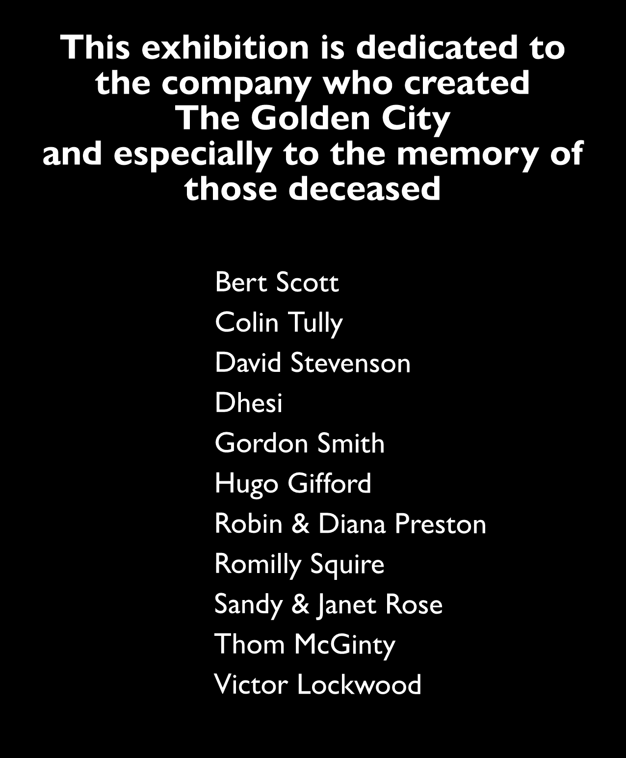 The Golden City - In Memoriam [has not been found]